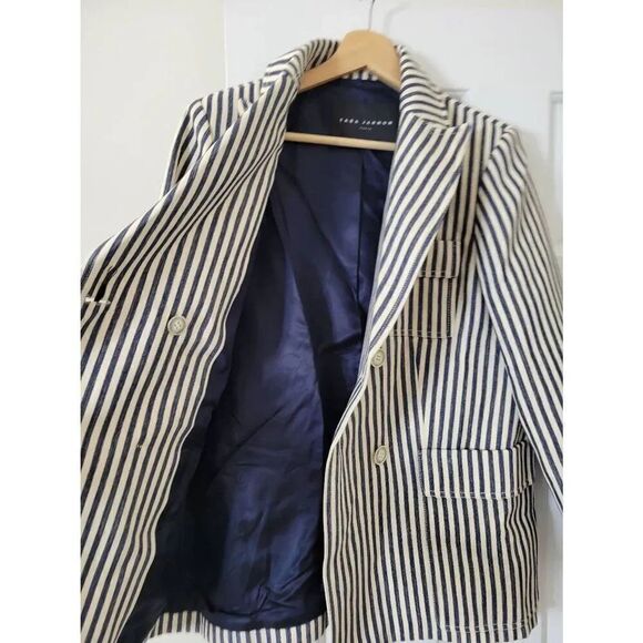 Tara Jarmon Milo Striped Cotton Jacket NWT 42 - Picture 4 of 11